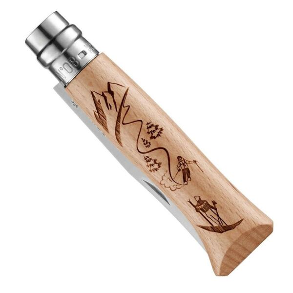 Opinel Inox No 8 Alpine Macera Kayağı Desenli Paslanmaz Çelik Çakı