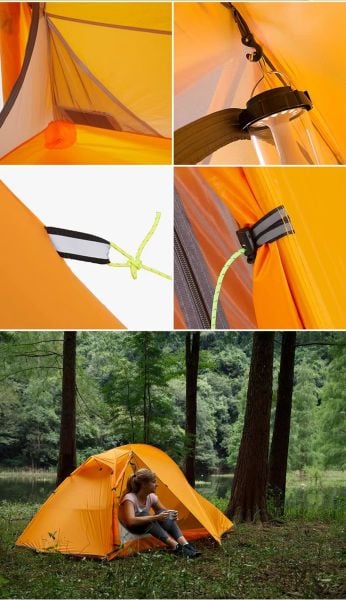 Naturehike Cycling Ultralight Tek Kişilik Kamp Çadırı + Mat Ekose Kırmızı