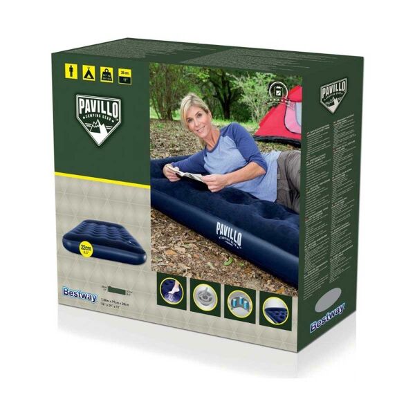 Bestway Pavillo Twin Flocked Air Bed Tek Kişilik Şişme Kamp Yatak Lacivert