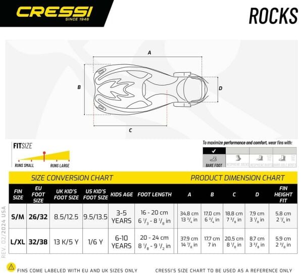 Cressi Rocks Çocuk Dalış Paleti S/M - BLUE/WHITE