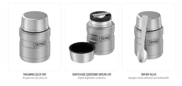 Thermos SK 3000 Çelik Yemek Termosu 470ml. Matte Stainless Steel