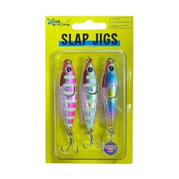 HanFish Slap Jigs 3 Uv&Glow Mix jig Yem 10 Gr