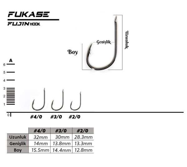 Fujin Fukase Düz Olta Kancası NO:4/0